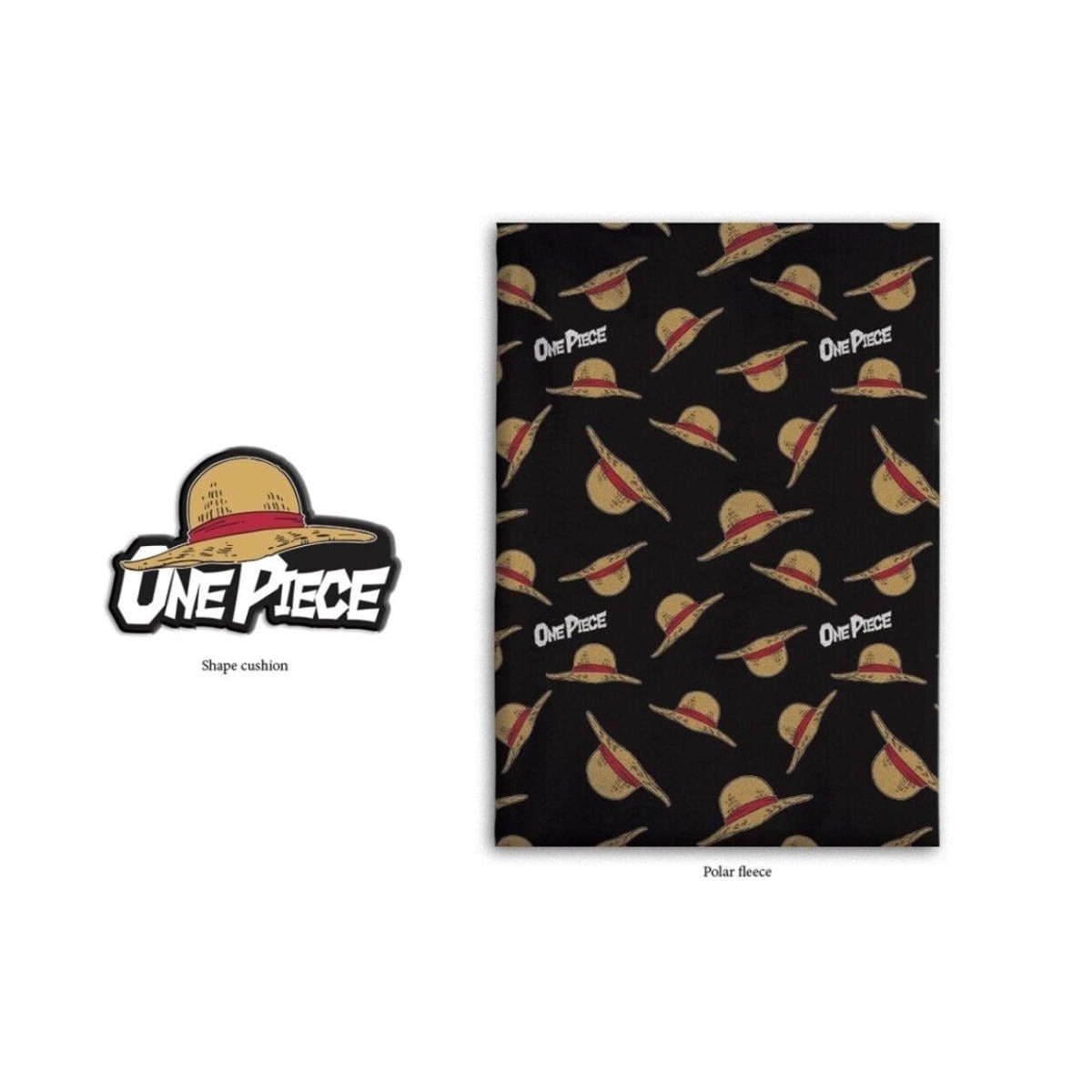 ONE PIECE - Chapeau de paille - Couverture Corail 100x140cm + Coussin