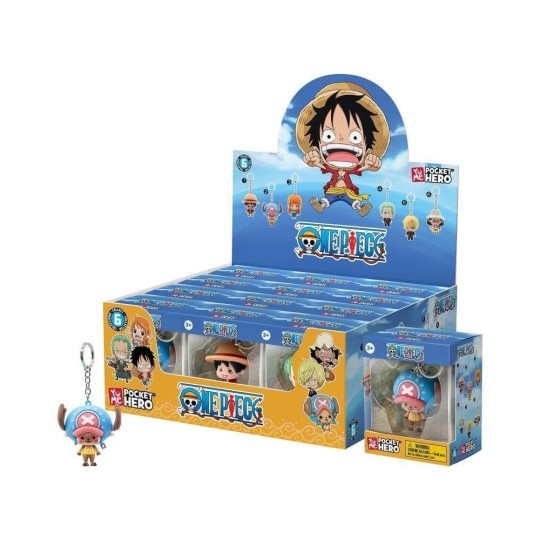 ONE PIECE - Pocket Hero - Assortiment 12 Porte-Clés WINDOW BOX 5.5cm
