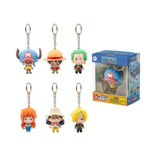 ONE PIECE - Pocket Hero - Assortiment 12 Porte-Clés WINDOW BOX 5.5cm